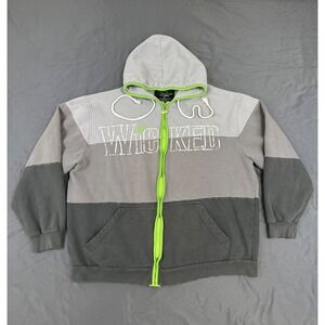 Wicked Musical Green For Good Zip Hoodie Mens 2XL Grey Colorblock Organic Cotton